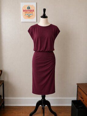 Michael Stars Pippa Gathered Dress Burgundy Size L